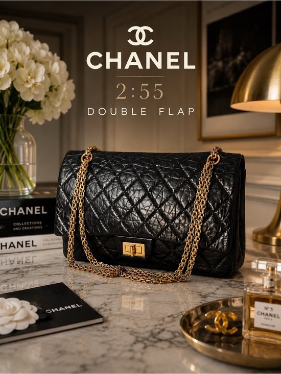 CHANEL Handbags - Authentic Chanel 2.55 calfskin medium size 226 Quilted double flap Bag